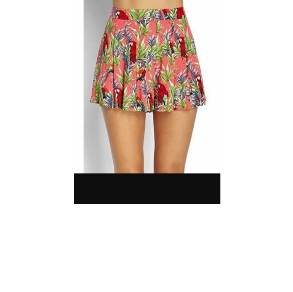 NWOT Forever 21 Pink, Red, Tropical Parrot Flowy Mini Skirt